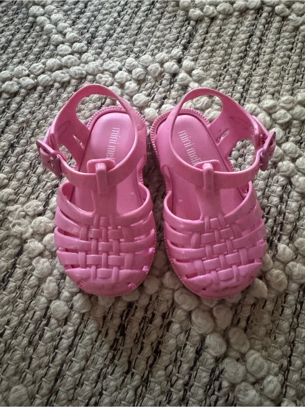 Mini Melissa Pink Woven Jelly Sandals